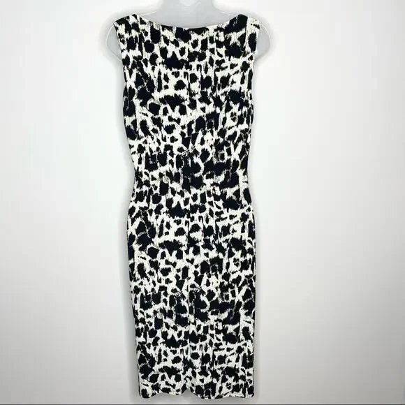 LAUREN RALPH LAUREN animal print leopard sleeveless v neck jersey dress size 8 - Picture 3 of 4
